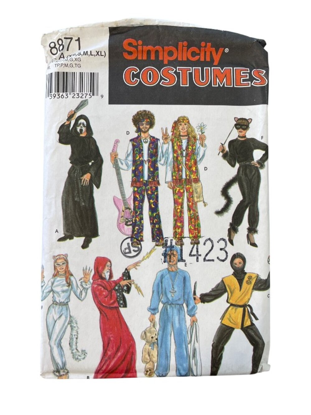 Simplicity 8871 Scream Hippie Ninja Wizard Cat Doctor Pattern Adult XS-XL UNCUT